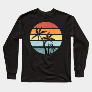 Retro Palm Tree Vintage Surf Tropical Gift Design Long Sleeve T-Shirt